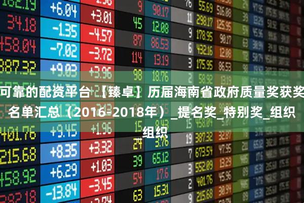 可靠的配资平台 【臻卓】历届海南省政府质量奖获奖名单汇总（2016-2018年）_提名奖_特别奖_组织
